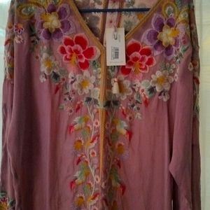 Johnny Was mauve S tunic shirt new with Tags